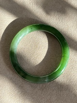 Green Hetian Jade Bangle 59mm | 碧玉手镯