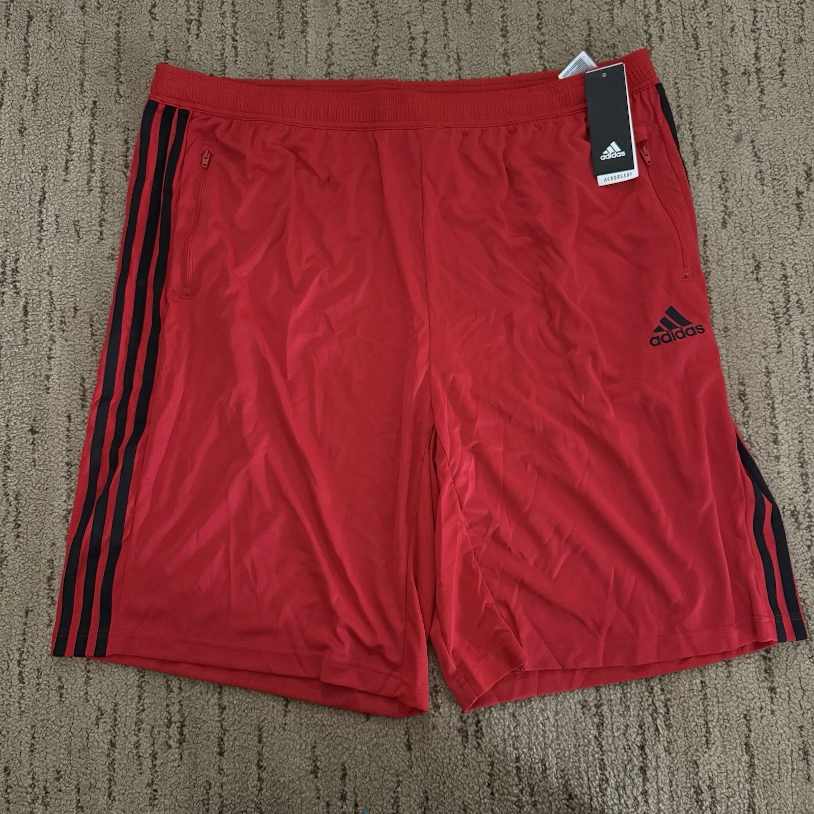 Adidas 3-Stripe Athletic Training Shorts Size 3XLT Red H20843 New with Tags