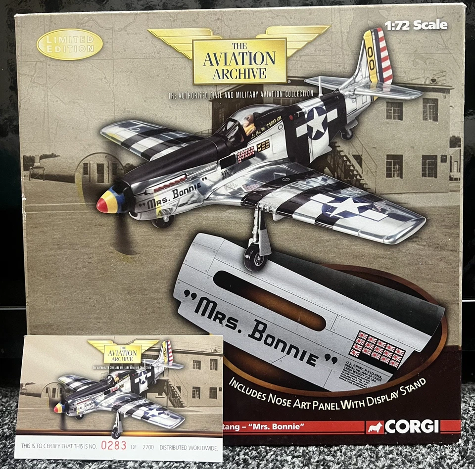 Arte nariz Corgi Aviation 1/72 P-51K Mustang "Mrs Bonnie"le Shima 1945 US32213 Foto 3 de 4