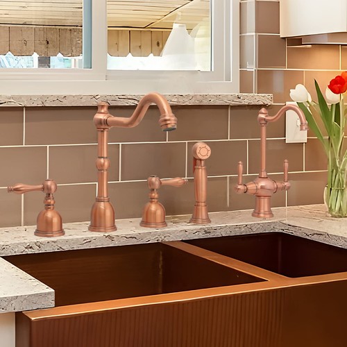 Two-Handles Copper Drinking Water Filter Faucet, Dual Lever Hot and Cold Wate... - Picture 6 of 8