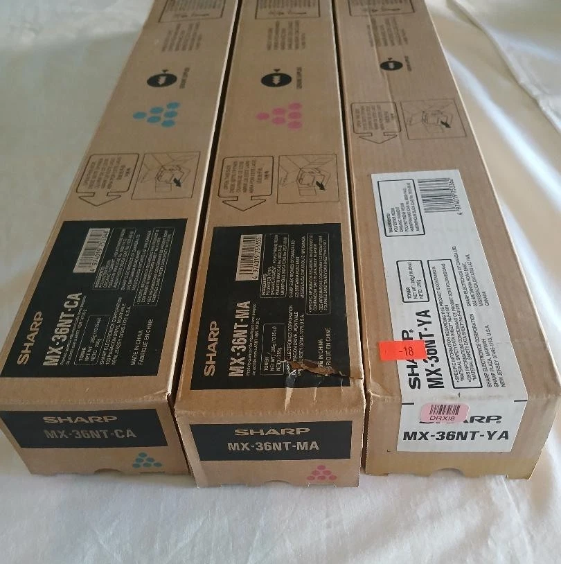 Color Set 3 New Genuine Sharp MX-36NT CYM MX-2601N 2615N 2640N 3110N 3610N + - Image 2 of 3