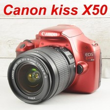 Rare Red Canon Kiss X50 DSLR Camera with Smartphone SD Card Reader