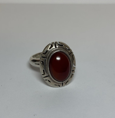CII Sterling 925 Silver Carnelian Oval Ring Size 9 -.24