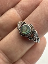 Vintage 925 Sterling Silver Abalone Shell Flower Design Band Ring Size 5.75 - 2g