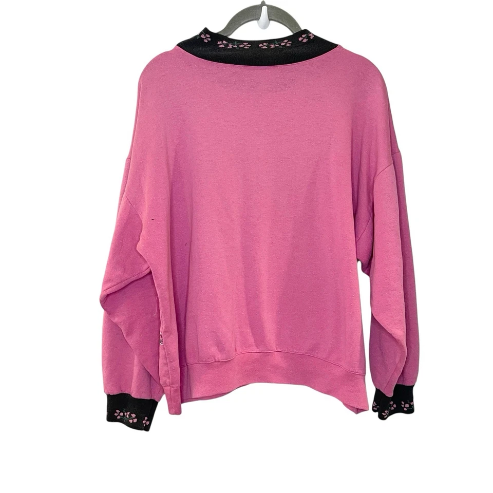 Sudadera De Colección Años 80 90 Osos de Peluche Floral Rosa Crew Cottagecore Pradera Pequeña Foto 2 de 4