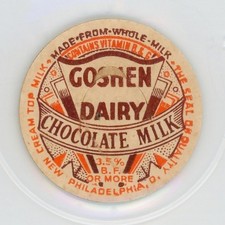 Milk Bottle Cap Insert - Goshen Dairy - New Philadelphia, OH (Ohio) - CHOCOLATE