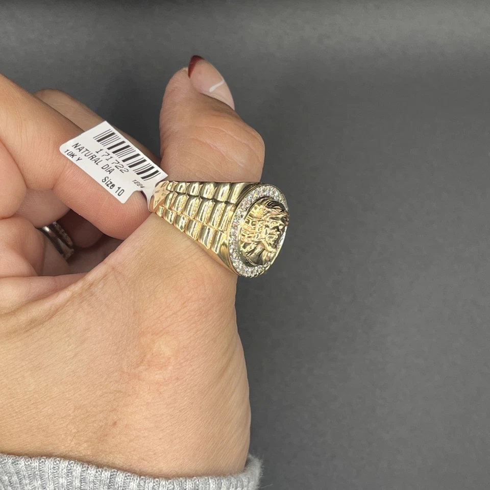 Мужское кольцо с лицом Иисуса с бриллиантом общим весом 1/2 карата - Изображение 2 из 4