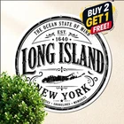 Long Island New York Landmark Round Metal Sign Vintage Travel Souvenir Tin Decor