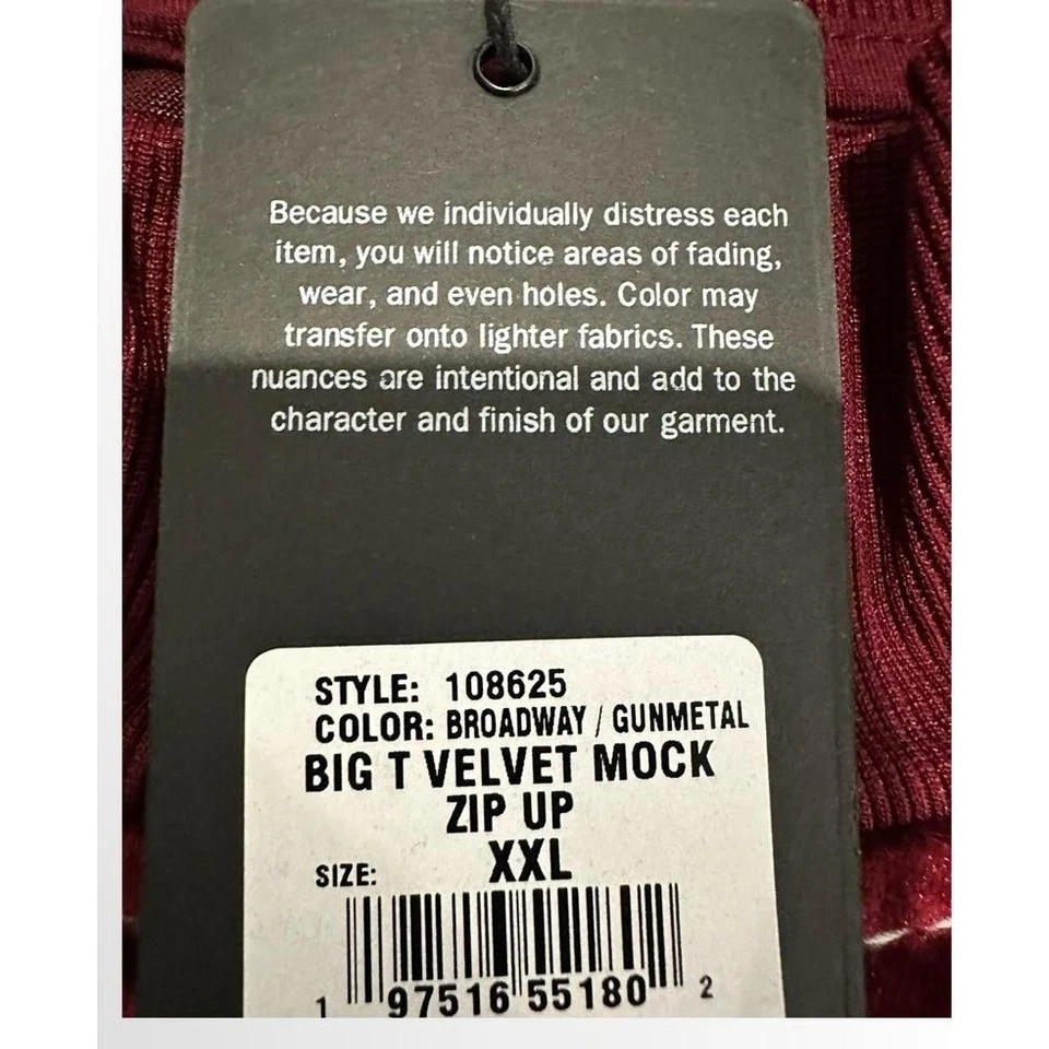 Chaqueta True Religion Terciopelo Granate Cremallera Completa Bombardero Grande T Para Hombres Ropa de Calle 2XL Foto 4 de 4