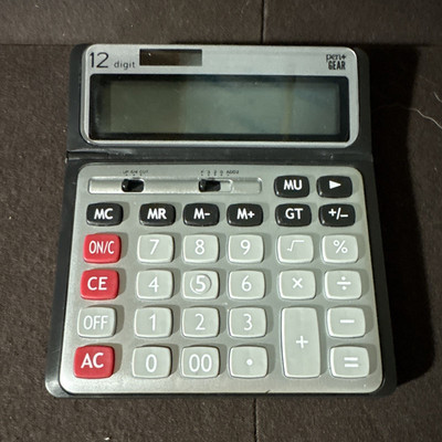 Pen+GEAR 12-Digit Desktop Basic Calculator w/ LCD Display, Solar, Large Keys