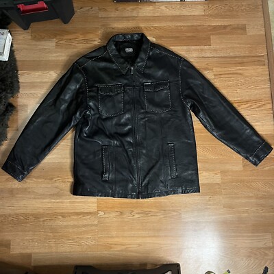 Vintage Enyce Mens Size 3XL BLACK LEATHER JACKET Pocket Rare Excellent 