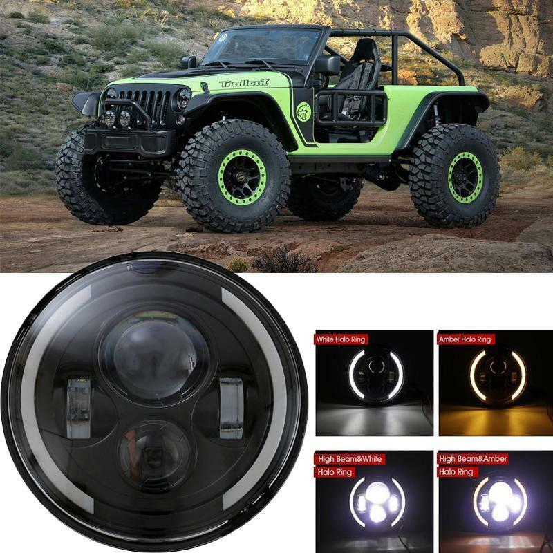 Phares LED 7 Pouces 50W Pour Jeep Wrangler & 4x4 - 4 Modes (blanc/ambre) - IP67 étanche - Facile à Installer