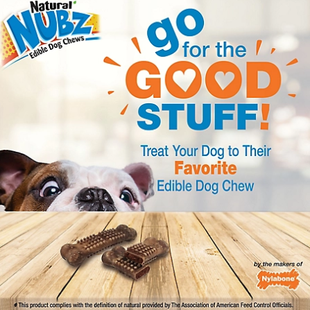 Nylabone NENM502TPW - Natural Nubz Edible Dog Chews, Beef Flavor w/ Meaty Center - Picture 2 of 9