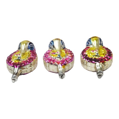 Vtg Mercury Glass Christmas Peacock Ornaments In Box Unused Pink Gold Italy Nos - Picture 6 of 19