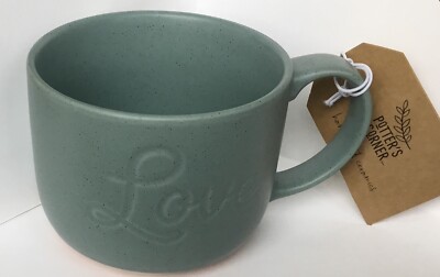LOVE Coffee Tea Mug Cup Ceramic Matte 16 Oz Sapphire Blue by Potter s Corner