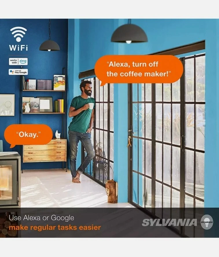 4 UNIDADES Blancas - Enchufe Inteligente SYLVANIA Wifi, Control por Voz, Compatible con Alexa Foto 4 de 4