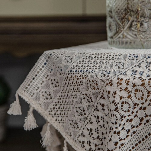 Boho Tassel Crochet Curtain Geometry Striped Knitted Lace Hollowed-out Home Deco - Picture 8 of 14