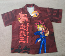 Vintage YuGiOh Yu-Gi-Oh Anime Button Shirt Youth Boys Small 8 1996 Allover Art