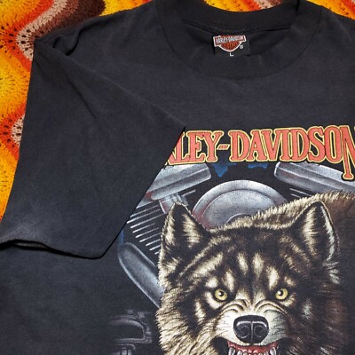 HARLEY DAVIDSON wolf ハーレー　00s XL Vintage 90s Harley Davidson Motorcycle Wolf Tee T-Shirt XL