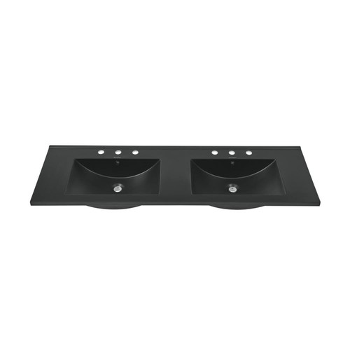 60" Vanity Top Bathroom Sink in Matte Black with 3 Holes - Picture 5 of 8