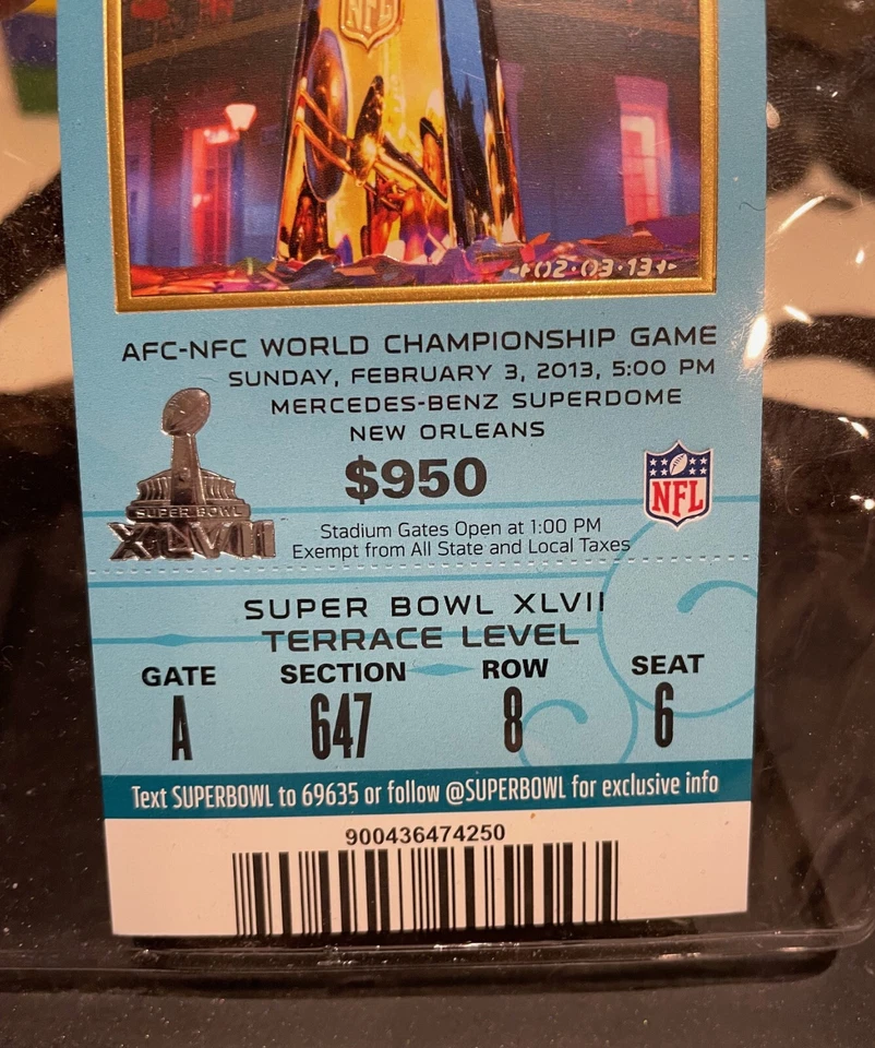 Boleto completo y cordón CBS del Super Bowl 47 Baltimore Ravens vs. SF 49'ers Foto 3 de 4