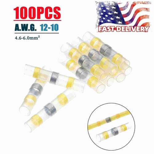 Solder Seal Sleeve Heat Shrink Wire Connectors 12-10 AWG Yellow Terminals 100PCS - Picture 2 of 11