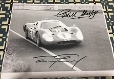 Carroll Shelby Signed & Dan Gurney Signed Ford GT LeMans Photo FORD vs FERRARI !