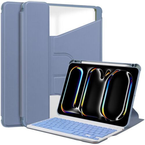 For iPad Air 13" 11" iPad Pro 13" 11" Keyboard Rotating Leather Stand Case Cover - Picture 20 of 20