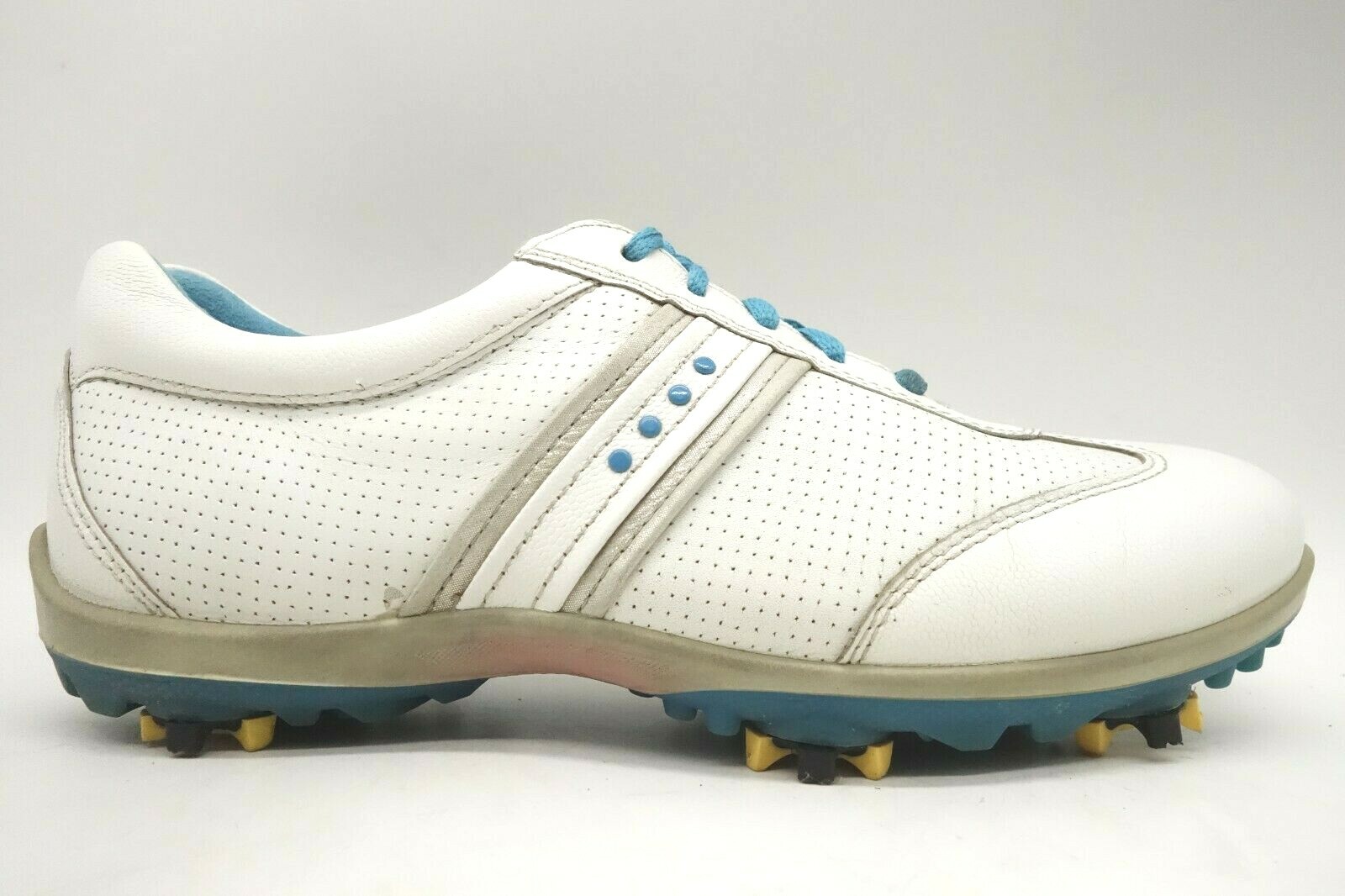 Ecco White Teal Leather Lace Up Soft 