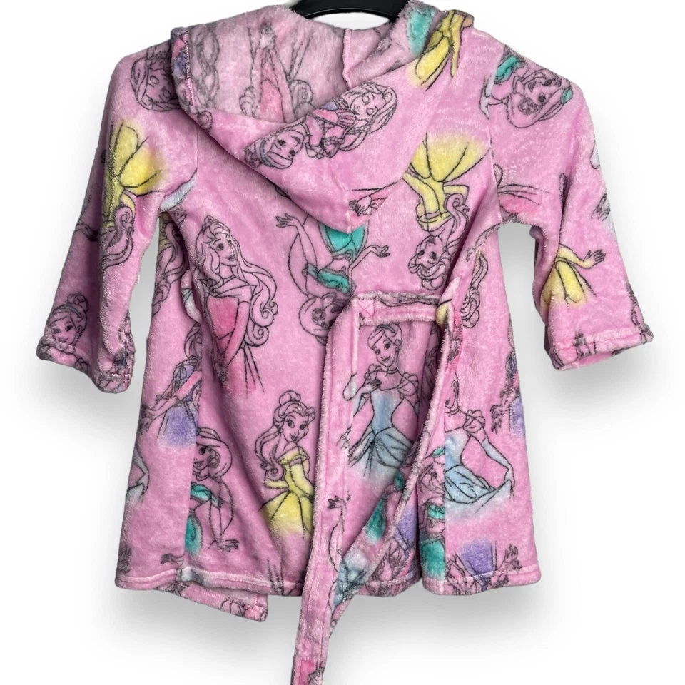 Disney Princesa Gráfico Estampado Bata Niñas Pequeño Rosa Cinturón Ajustable Suave Pijama Foto 3 de 4