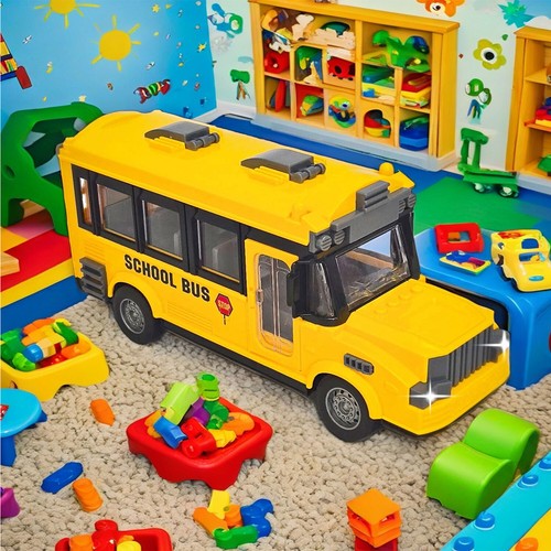 Kids High Speed RC Remote Control Yellow School Bus Toy Vehicle Gift With Lights - Picture 16 of 18