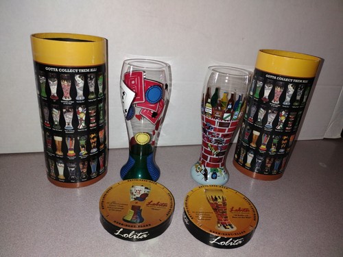 Lolita POKER & 99 Bottles of Beer OTW Hand Painted Pilsner Glasses 22 oz boxed - Picture 6 of 9