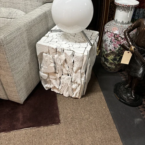 Uttermost Teak Root Farmhouse Teak Wood Bunching Cube in Whitewashed Finish - Picture 2 of 9