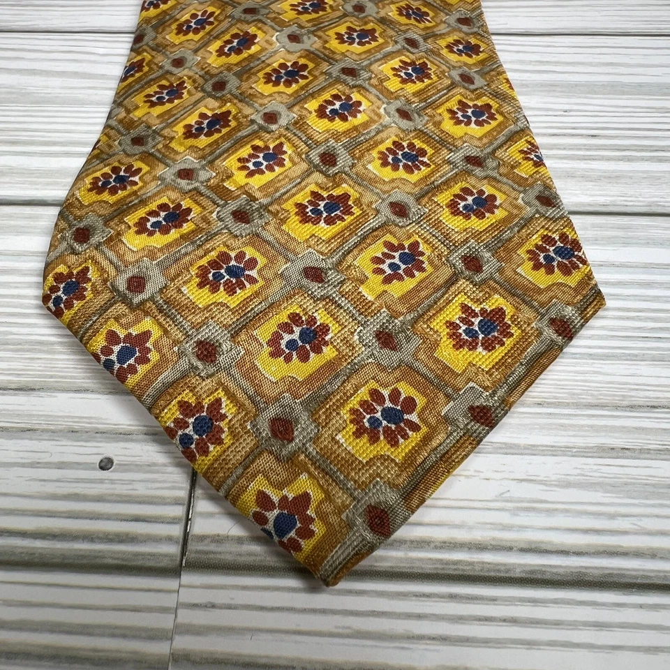 Corbata UNGARO PARIS 100% Seda Hecha en Italia Diseñador Amarillo Rojo Azul Taupe Foto 3 de 4