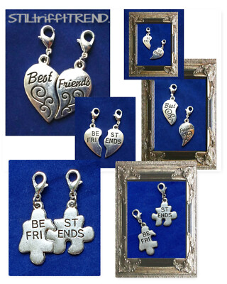 CHARM ANHÄNGER BEST FRIENDS FREUNDSCHAFT HERZ PUZZLE silber für ARMBAND + KETTE
