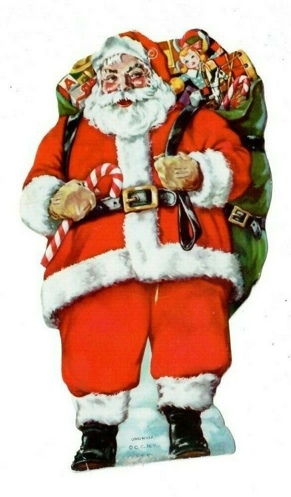 Vintage SANTA CLAUS Die Cut Litho National Bank Seattle