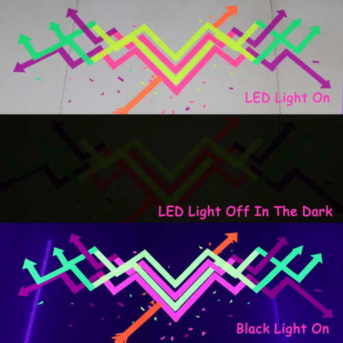 UV Blacklight Reactive Fluorescent Cloth/Neon Gaffer Tape, Super Bright Spike Ta - Picture 4 of 6