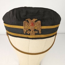 Antique Masonic 32nd Degree Scottish Rite Cap Hat Embroidered