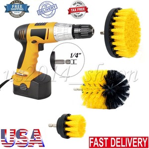 3PCS-drill-brush-for-Car-Carpet-wall-and-Tile-cleaning-MEDIUM-DUTY-YELLOW-NEW