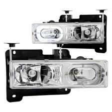 ANZO Crystal Headlights Chrome w/ Halo for 1988-1998 Chevrolet C1500
