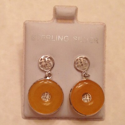 ~ Neu echte kaiserliche gelbe Jade Ohrhänger - Sterlingsilber 