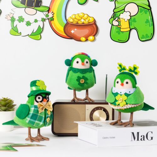 St Patricks Day Decorations,Set of 3 Irish Handmade St.Patrick'S Day Birds,Home