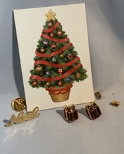 Vintage Avon Noel Pin/Tie-Tac  Red Enamel Wrapped Present Earrings