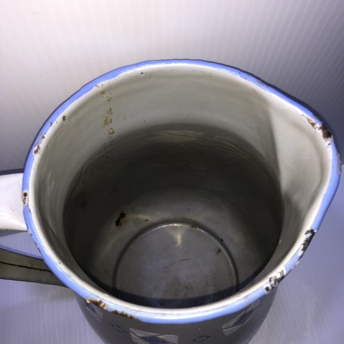 Antique Bavaria 3-pc Enamelware Water Pitcher Bowl Chamber Pot Blue Gray French - 第 13/24 張圖片
