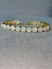 Gold White Opal Tennis Bracelet | Opal Bracelet | Opal | October Birthstone