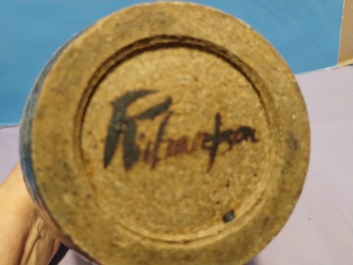 Jarra de cerámica hecha a mano de 2 cuartos de galón 9,5" de alto acristalado firmada INCREÍBLE - Imagen 5 de 5