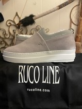 Sneakers RUCOLINE slip on platform scamosciate grigio chiaro e bianco nuove con scatola 36
