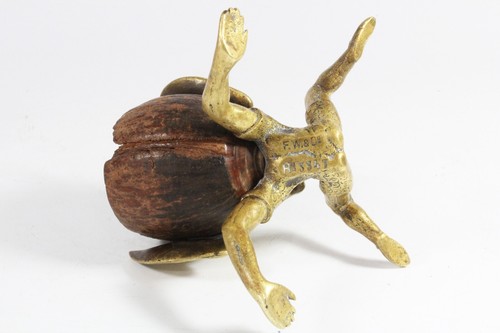 Victorian Novelty Brass & Coquilla / Coconut Goblin Figure Vesta F.W & Co 1880's - Picture 3 of 7