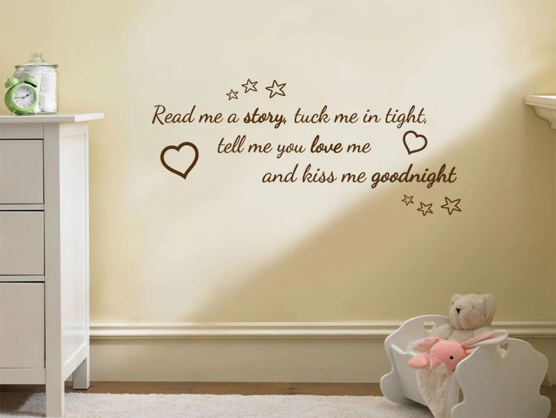Nursery Wall Quote " Read me a story,.." Wall Art Sticker, Vinyl Decal, Transfer