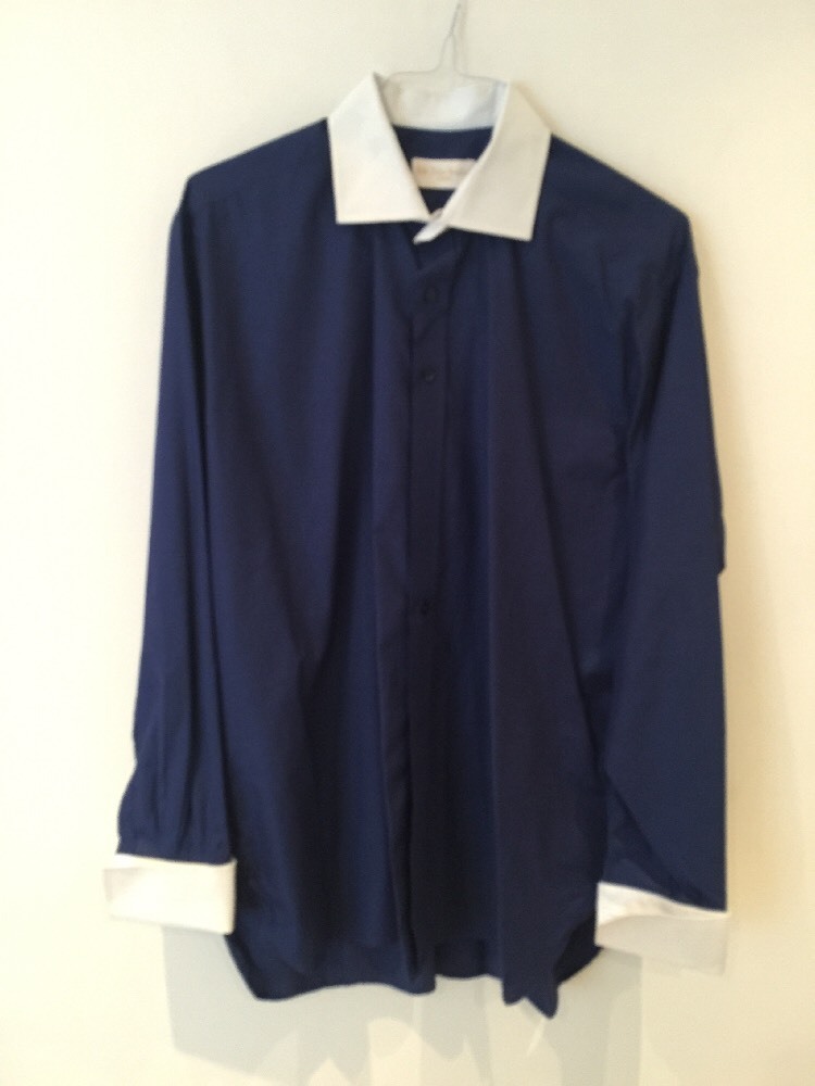 Sir Tom Baker Men's Blue White Shirt uK 17